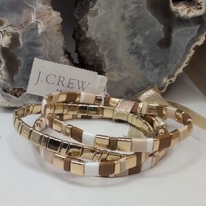 J. Crew Gold and Cream Geometric Bracelet Set